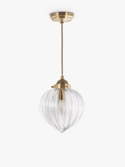 Laura Ashley Whitham Fluted Glass Ceiling Pendant Light, Antique Brass - view 2, Antique Brass