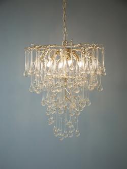 Laura Ashley Willlow Crystal Chandelier Ceiling Pendant Light, Champagne, Champagne