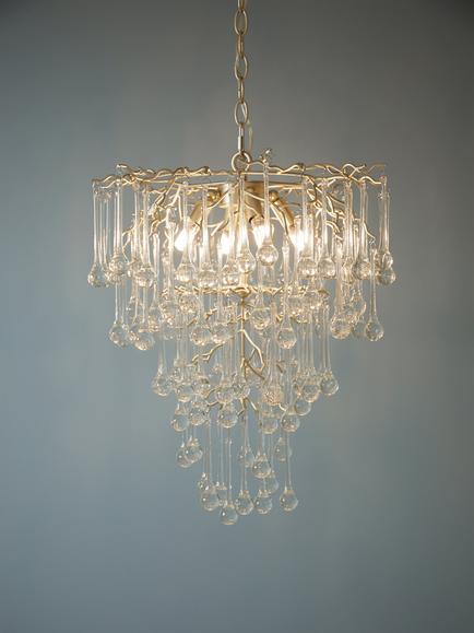 Laura Ashley Willow Crystal Chandelier Ceiling Pendant Light, Champagne, Champagne