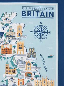 Ulster Weavers Universities of Britain Map Tea Towel, Blue/Multi - view 2, Multi