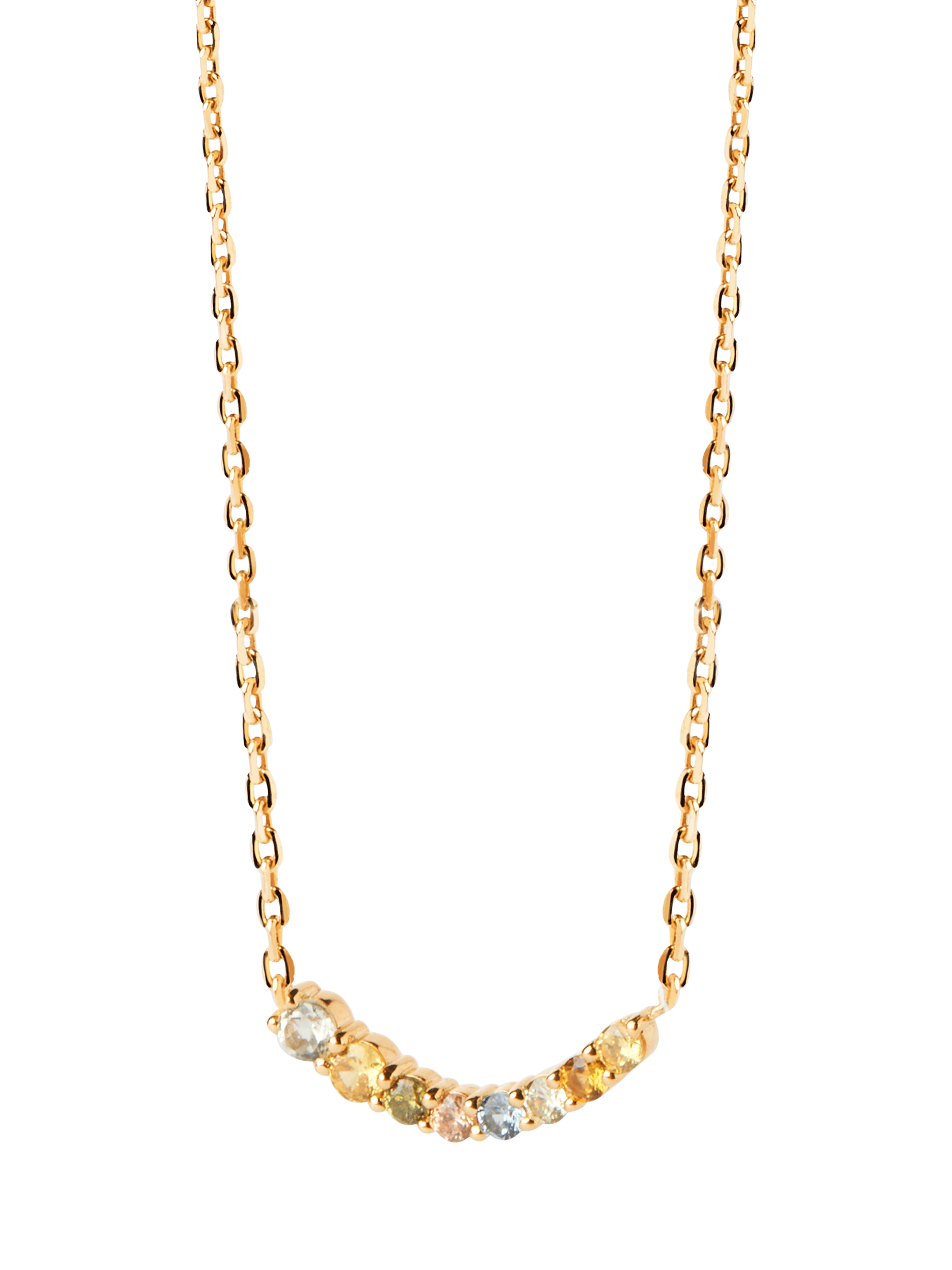 PDPAOLA Rainbow Cubic Zirconia Pendant Necklace, Gold/Multi
