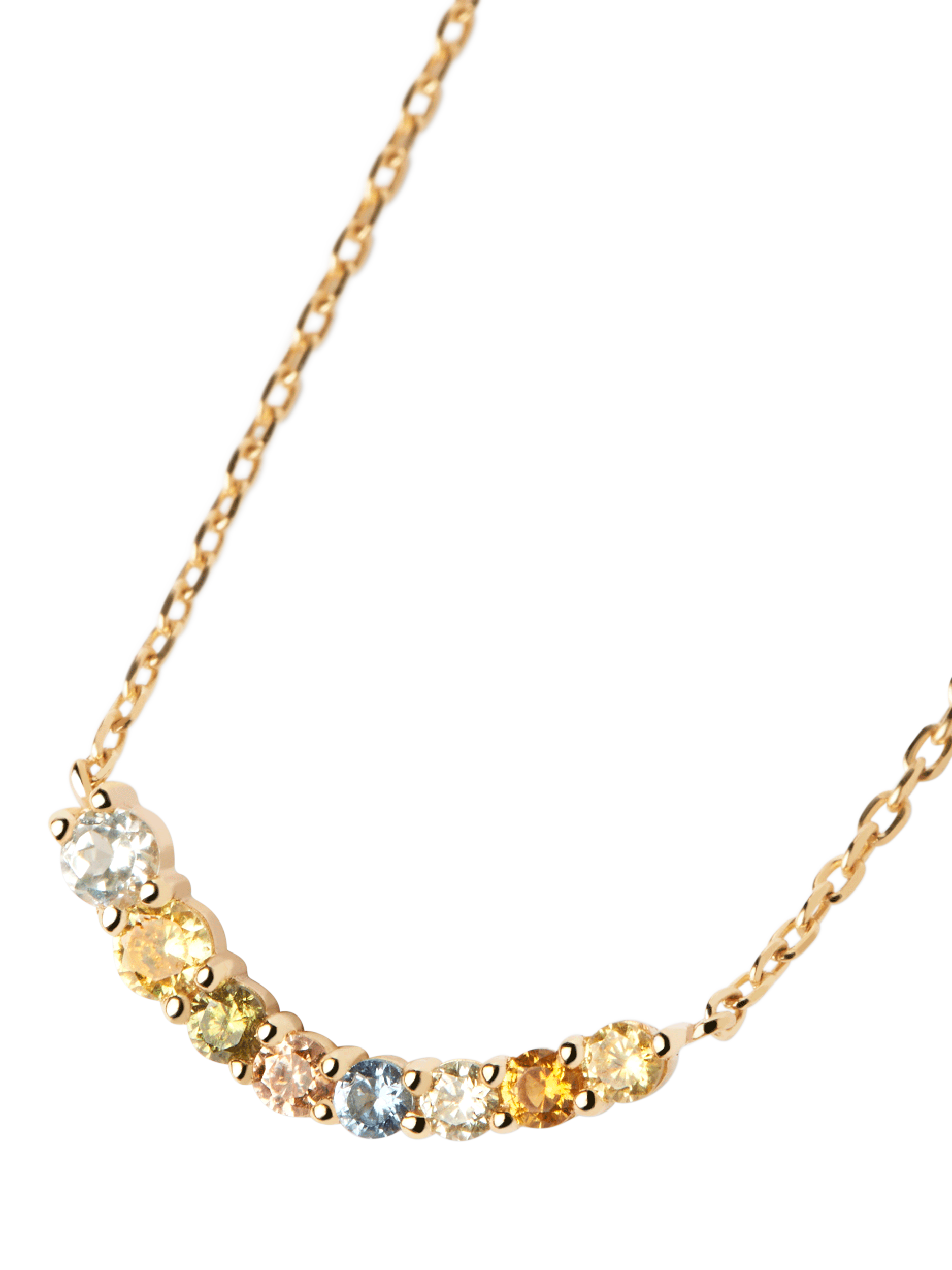 PDPAOLA Rainbow Cubic Zirconia Pendant Necklace, Gold/Multi