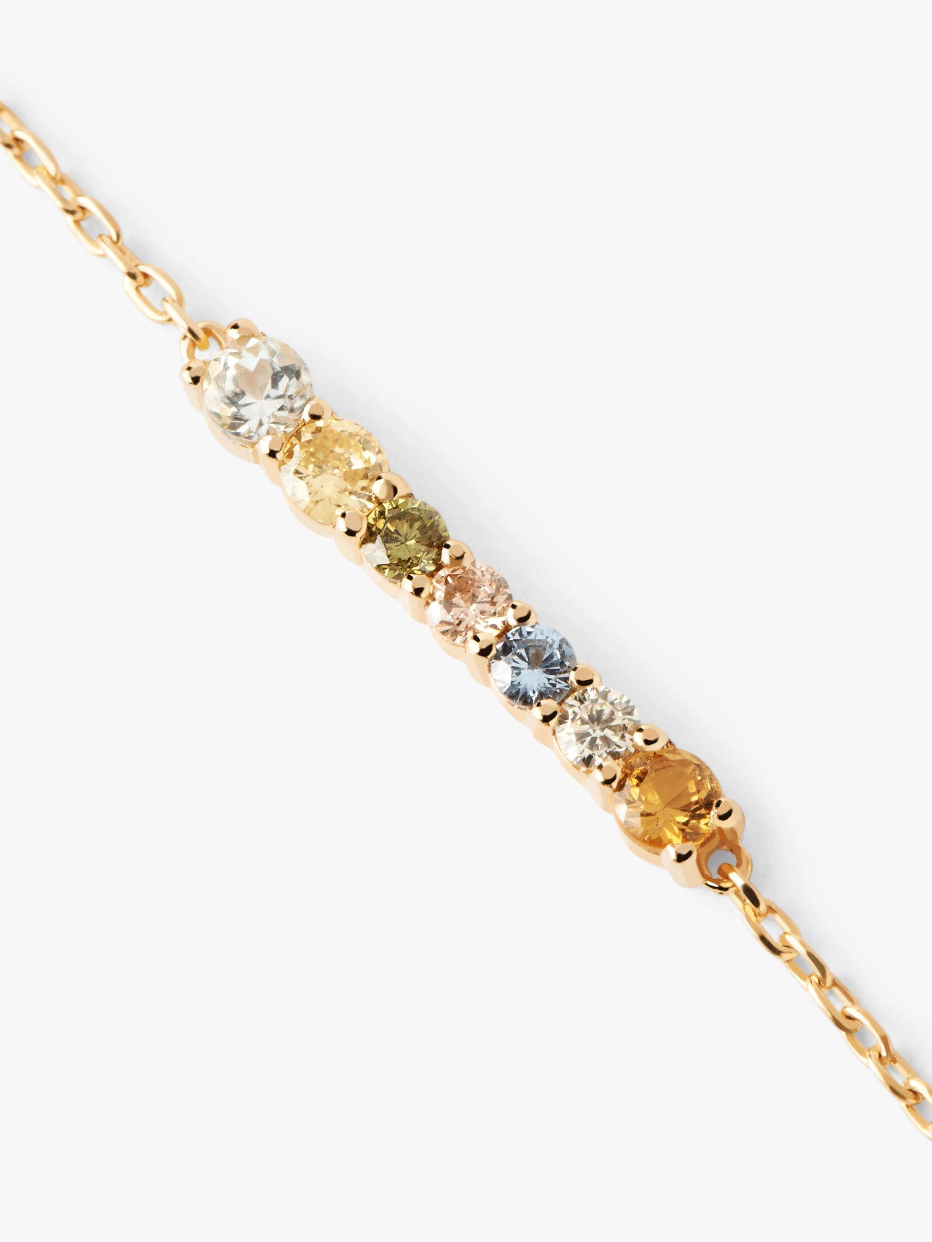 PDPAOLA Rainbow Cubic Zirconia Pendant Necklace, Gold/Multi