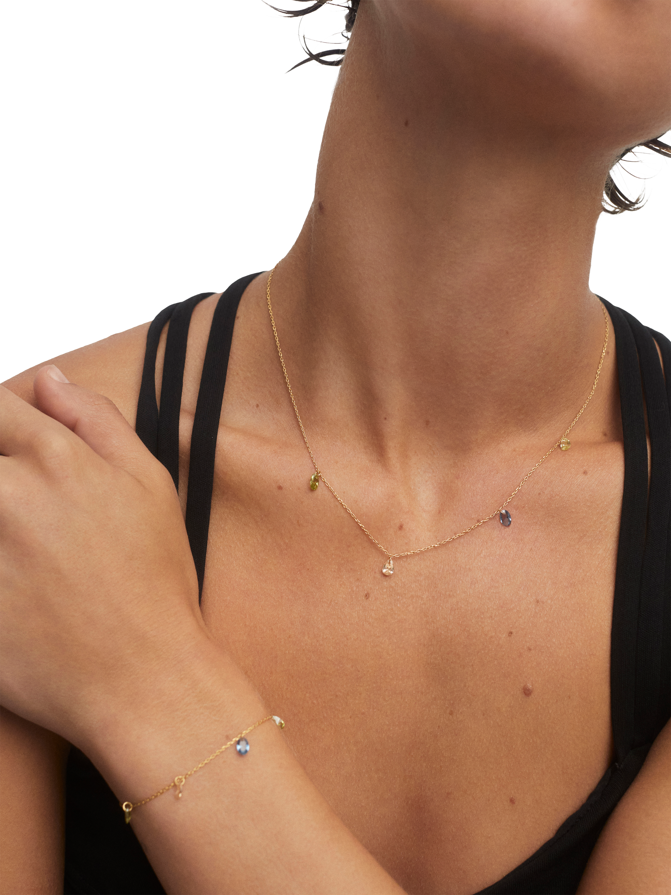 Product image 2 of 7, which shows PDPAOLA Bloom Cubic Zirconia Necklace, Gold/Multi