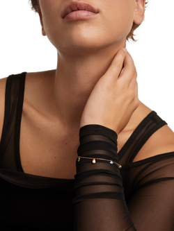 PDPAOLA Rainbow Drop Charm Bracelet, Gold/Multi - view 2, Yellow Gold