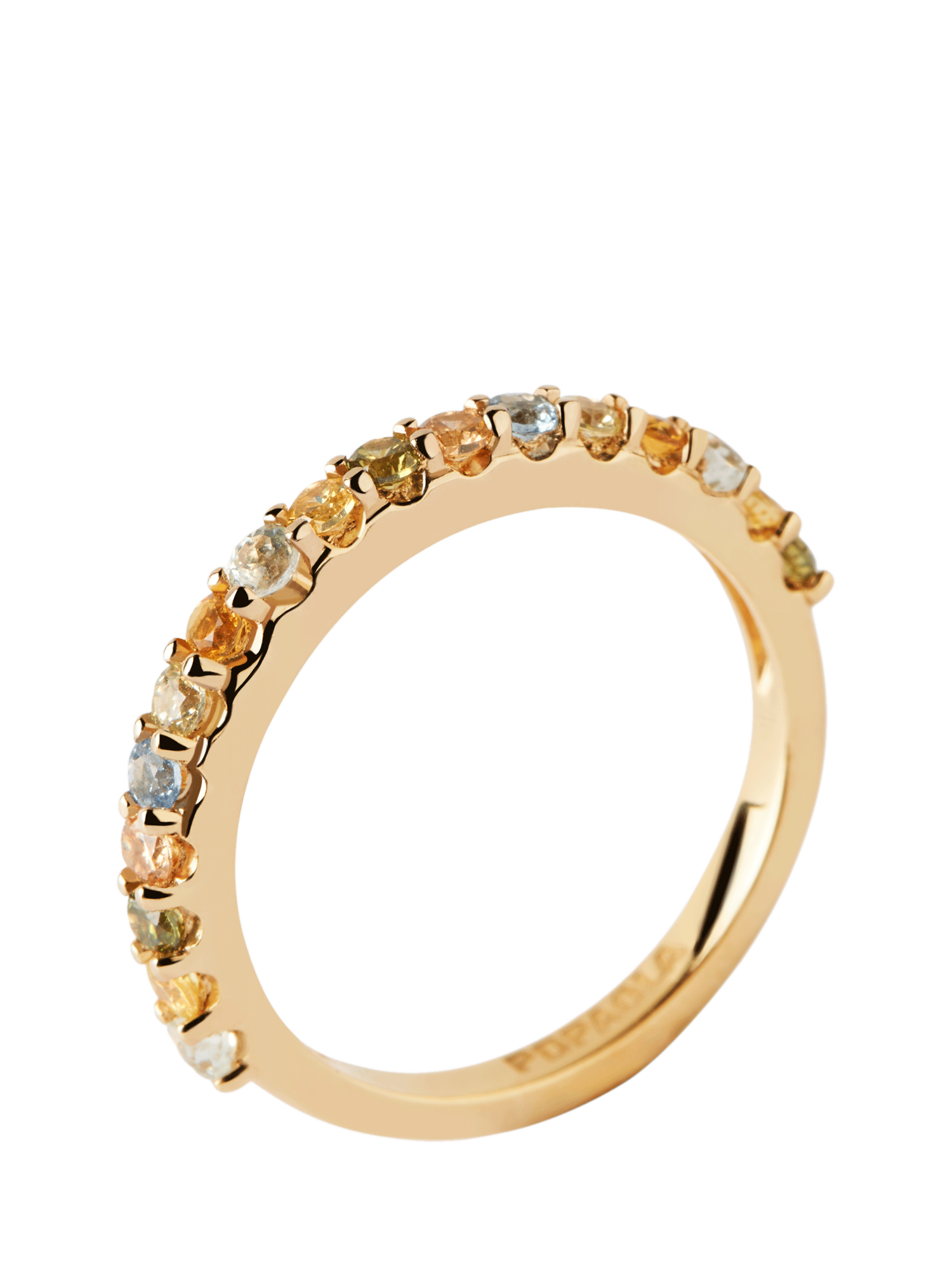 Product image 3 of 8, which shows PDPAOLA Rainbow Cubic Zirconia Half Eternity Ring, Gold/Multi, L
