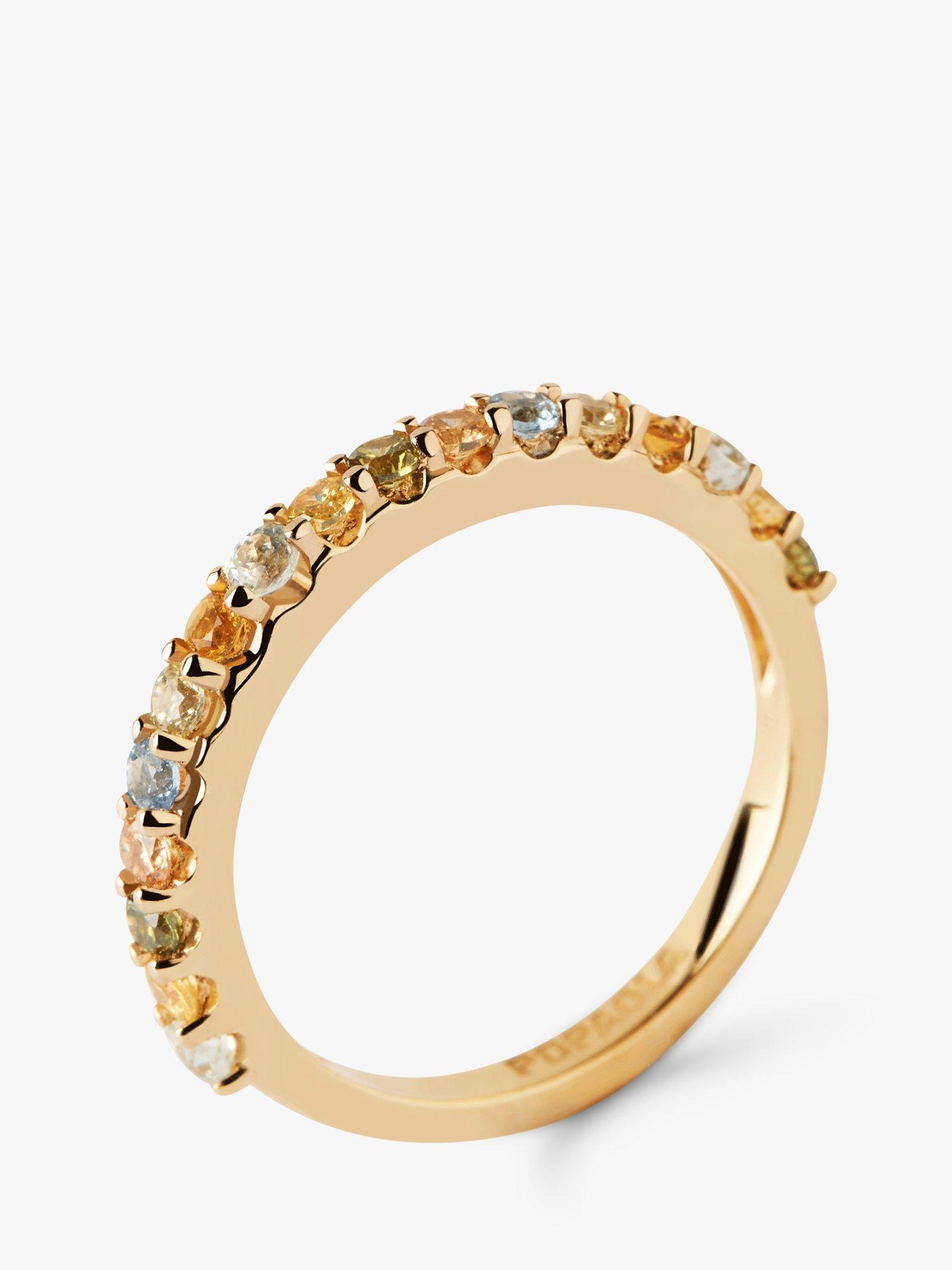 Product image 5 of 8, which shows PDPAOLA Rainbow Cubic Zirconia Half Eternity Ring, Gold/Multi, L