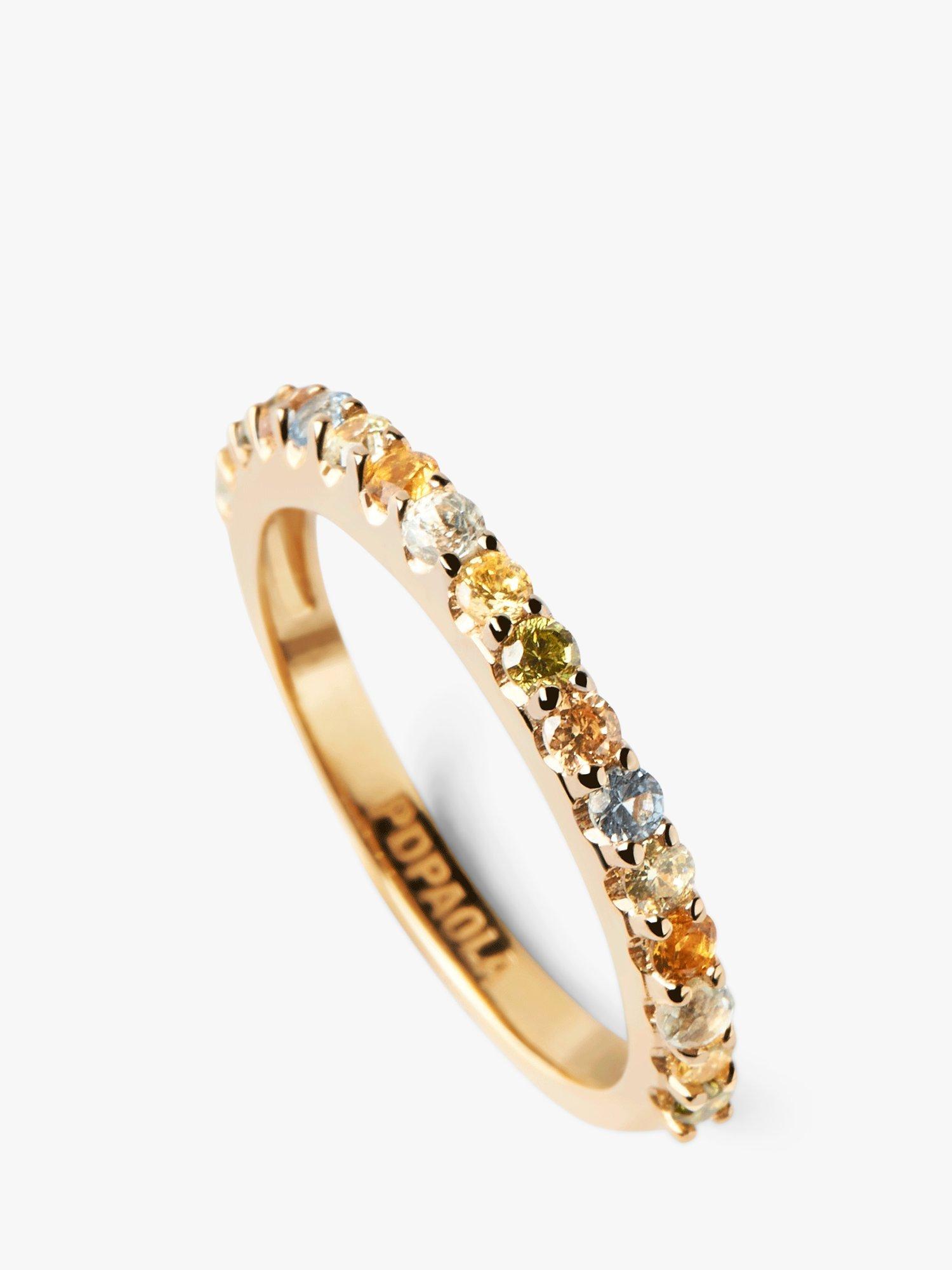 Product image 6 of 8, which shows PDPAOLA Rainbow Cubic Zirconia Half Eternity Ring, Gold/Multi, L