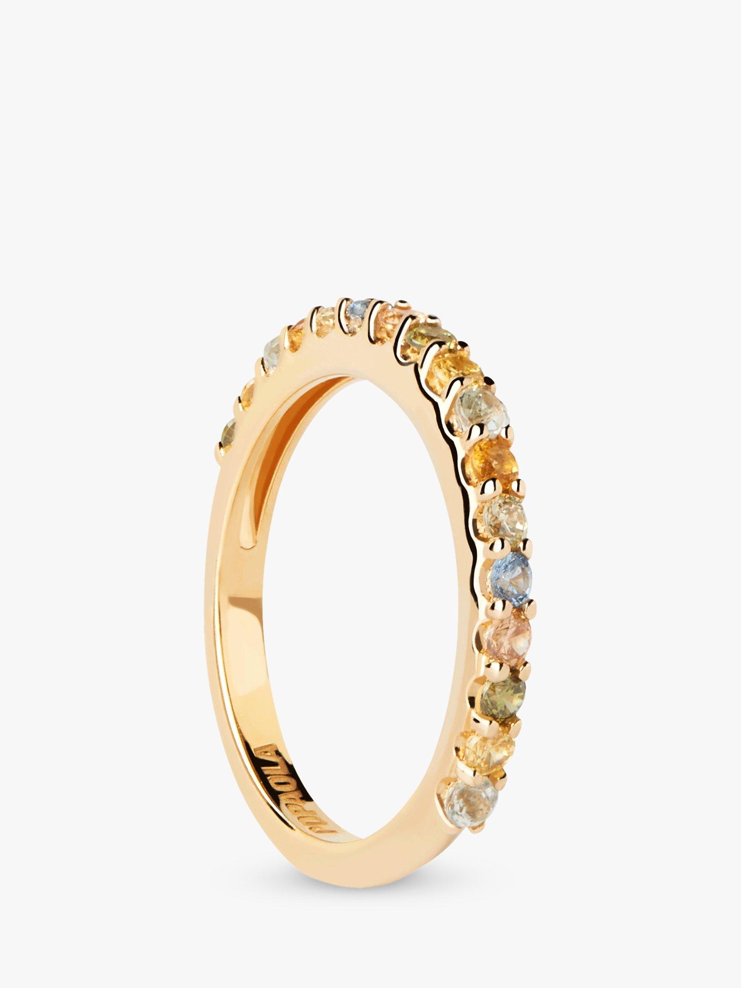 Product image 2 of 8, which shows PDPAOLA Rainbow Cubic Zirconia Half Eternity Ring, Gold/Multi, N