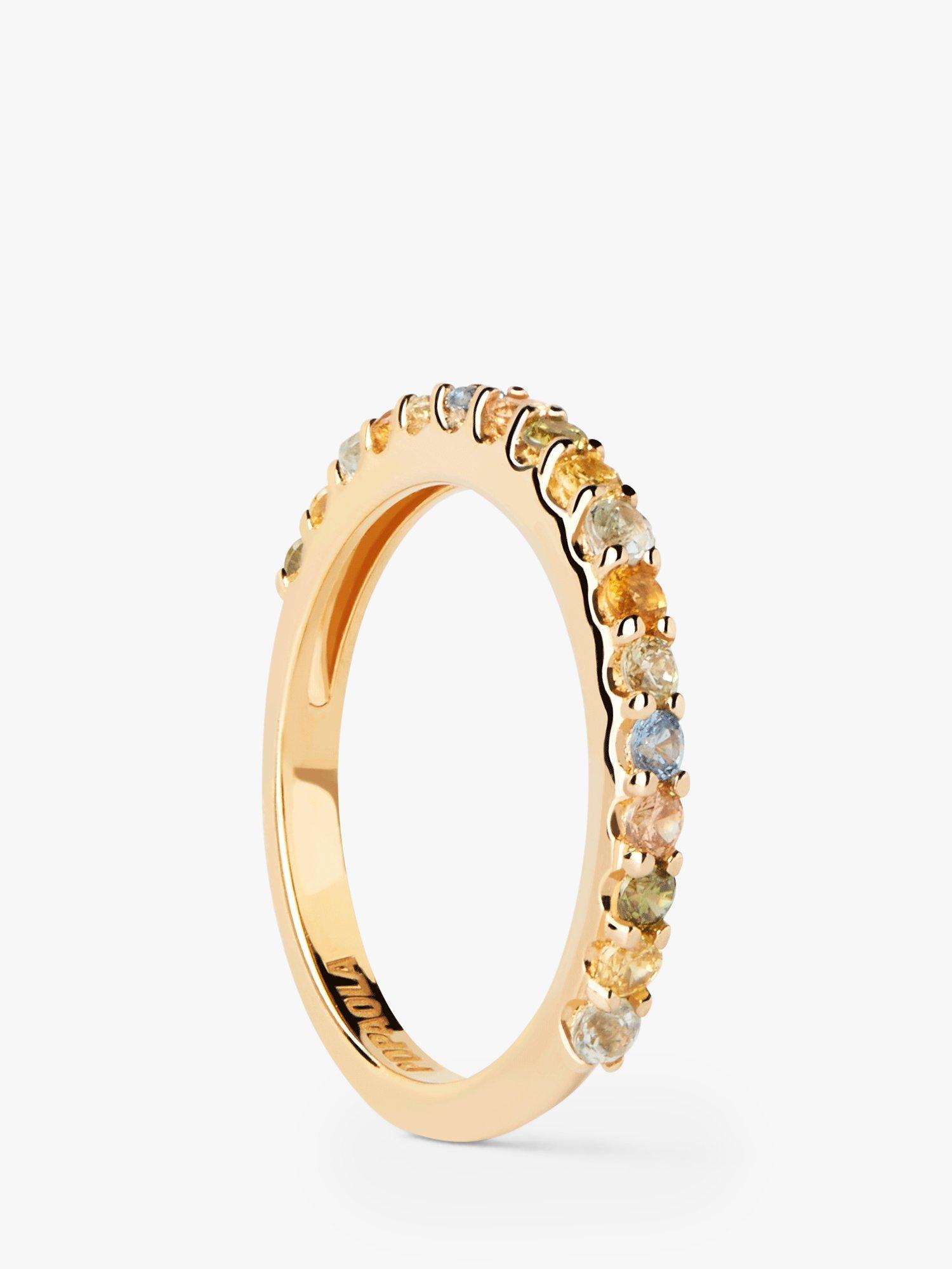 Product image 3 of 8, which shows PDPAOLA Rainbow Cubic Zirconia Half Eternity Ring, Gold/Multi, N