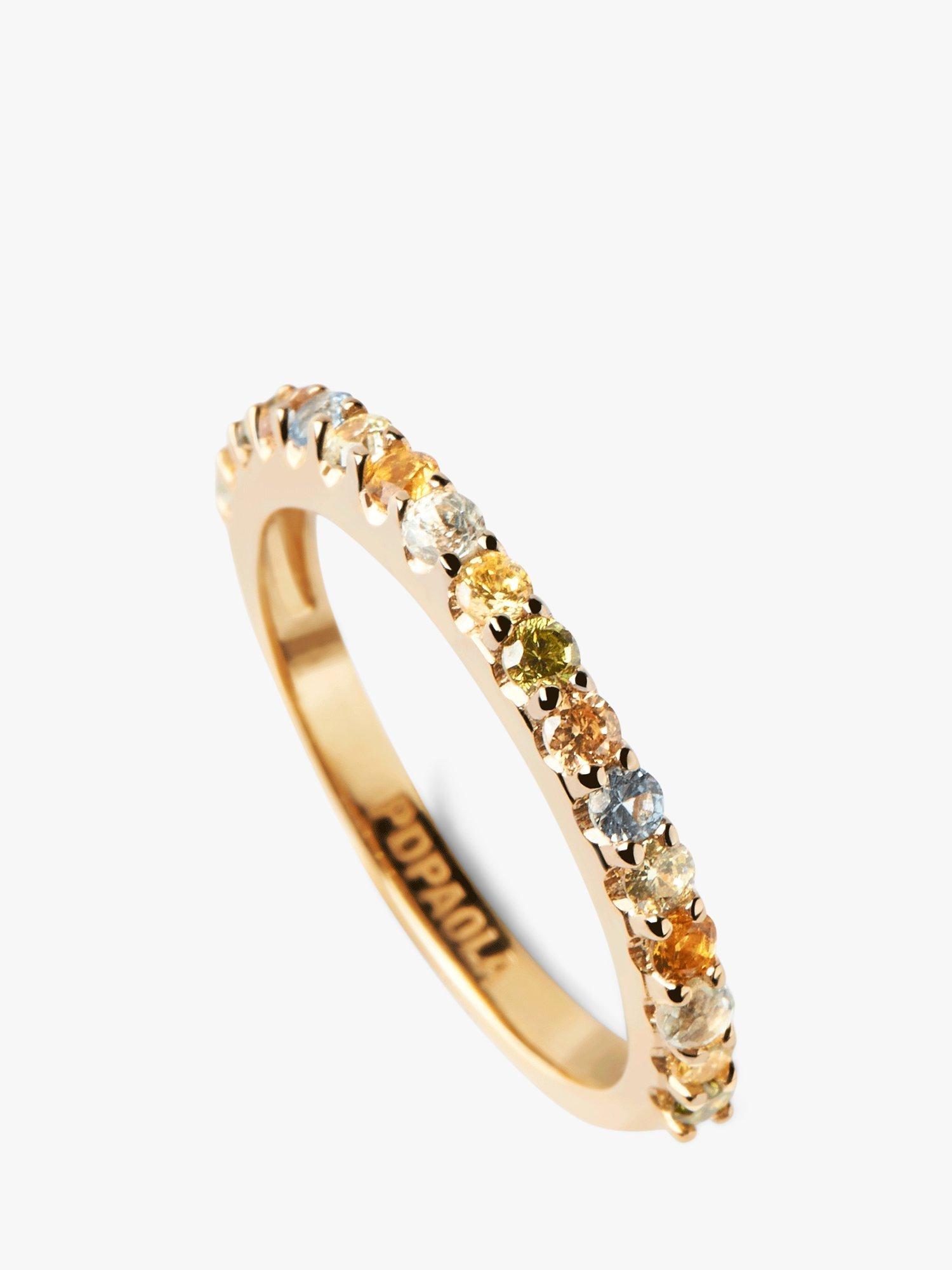 Product image 5 of 8, which shows PDPAOLA Rainbow Cubic Zirconia Half Eternity Ring, Gold/Multi, O