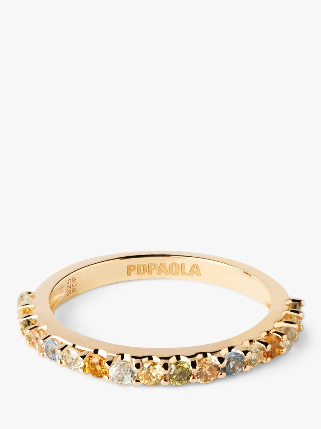 Product image 6 of 8, which shows PDPAOLA Rainbow Cubic Zirconia Half Eternity Ring, Gold/Multi, O