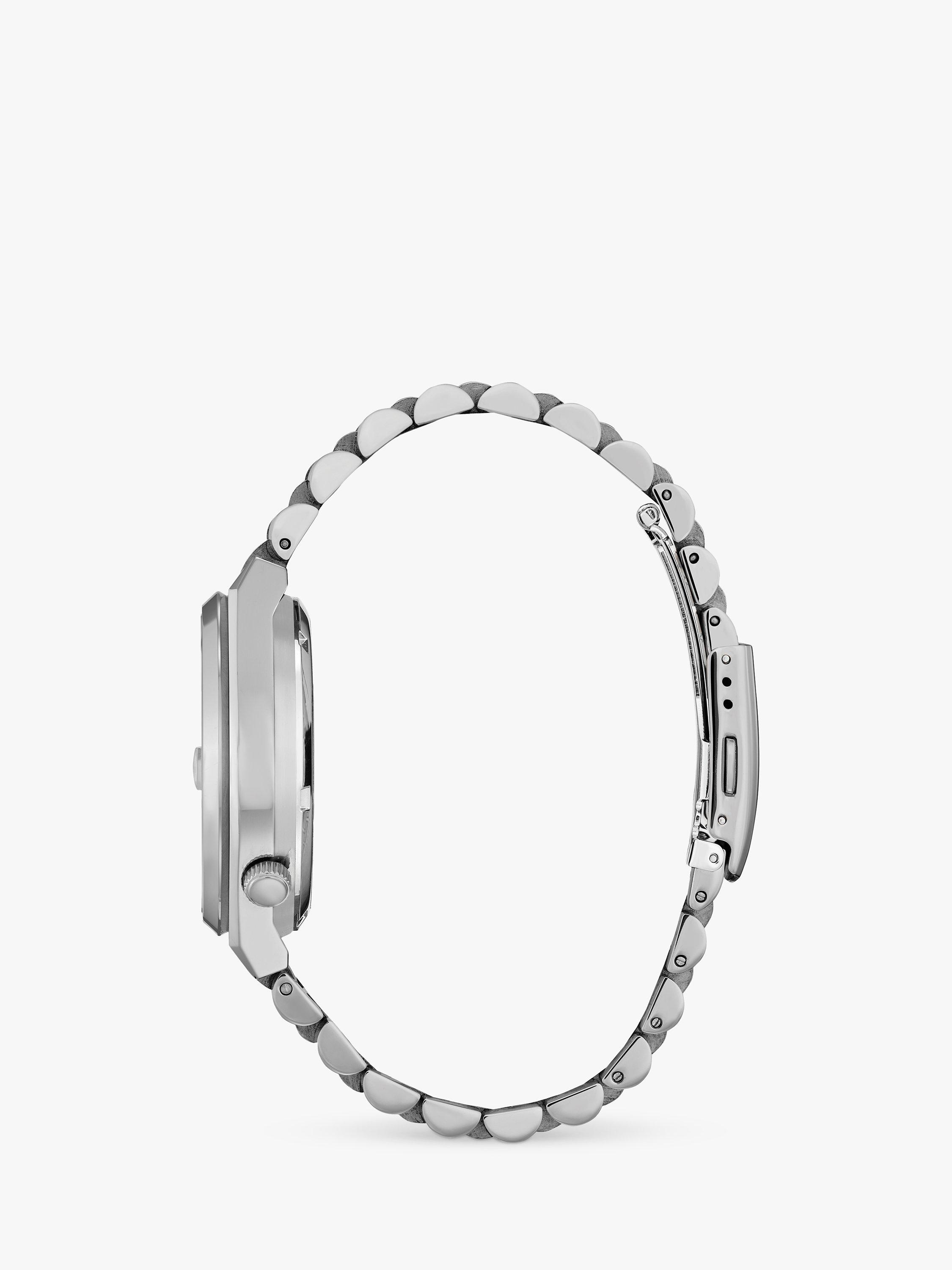 Product image 3 of 6, which shows Citizen TSUYOSA Unisex Automatic Sunray Dial Bracelet Strap Watch, Silver/Orange