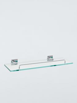 John Lewis Lux Glass Shelf with Rail, Silver, Silver
