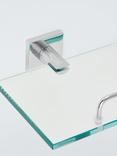 John Lewis Lux Glass Shelf with Rail, Silver