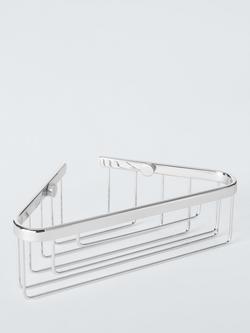 John Lewis Lux Single Corner Shower Basket, Silver, Silver