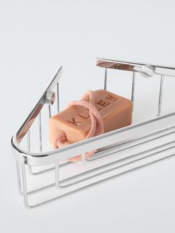 John Lewis Lux Single Corner Shower Basket, Silver - view 2, Silver