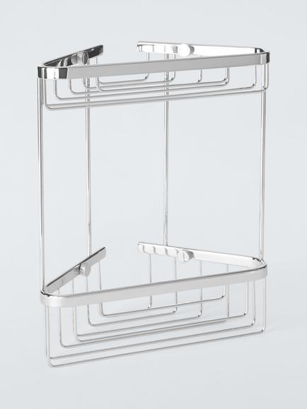 John Lewis Lux Double Corner Shower Basket, Silver, Silver