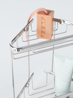 John Lewis Lux Double Corner Shower Basket, Silver - view 2, Silver