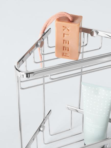 John Lewis Lux Double Corner Shower Basket, Silver - view 2, Silver