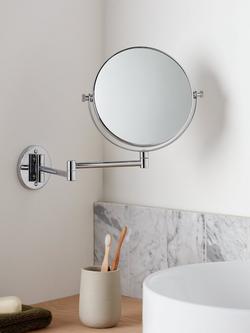 John Lewis Lux Extendable Bathroom Swivel Mirror, Silver, Silver