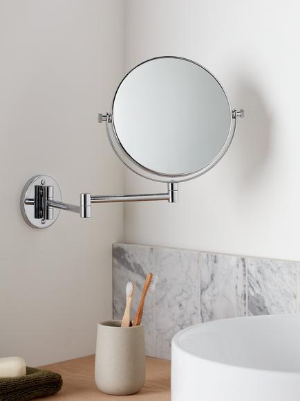 John Lewis Lux Extendable Bathroom Swivel Mirror, Silver, Silver