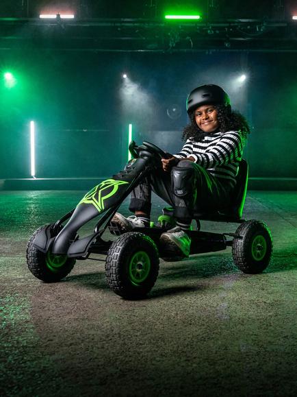 Xootz Kids' Viper Go Kart, Black/Green - view 2, Black/Green
