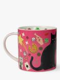 Karen Mabon Lucky Cats Bone China Mug, 310ml, Pink/Multi