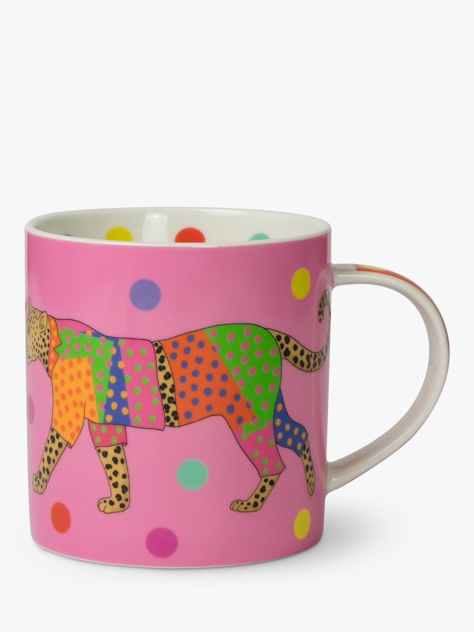 Karen Mabon Leopard Bone China Mug, 310ml, Pink/Multi