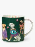 Karen Mabon Dogs Bone China Mug, 310ml, Green/Multi