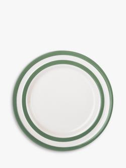Cornishware Striped Side Plate, 17.8cm, Willow Green/White