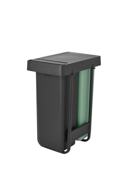Brabantia Sort & Go Built-in Bin, 2 x 30L - view 2, Dark Grey/Jade Green