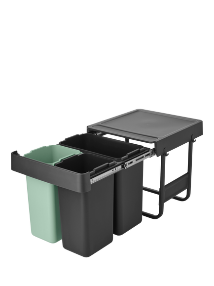Brabantia Sort & Go Built-in Bin, 10+10+20L, Dark Grey/Jade Green