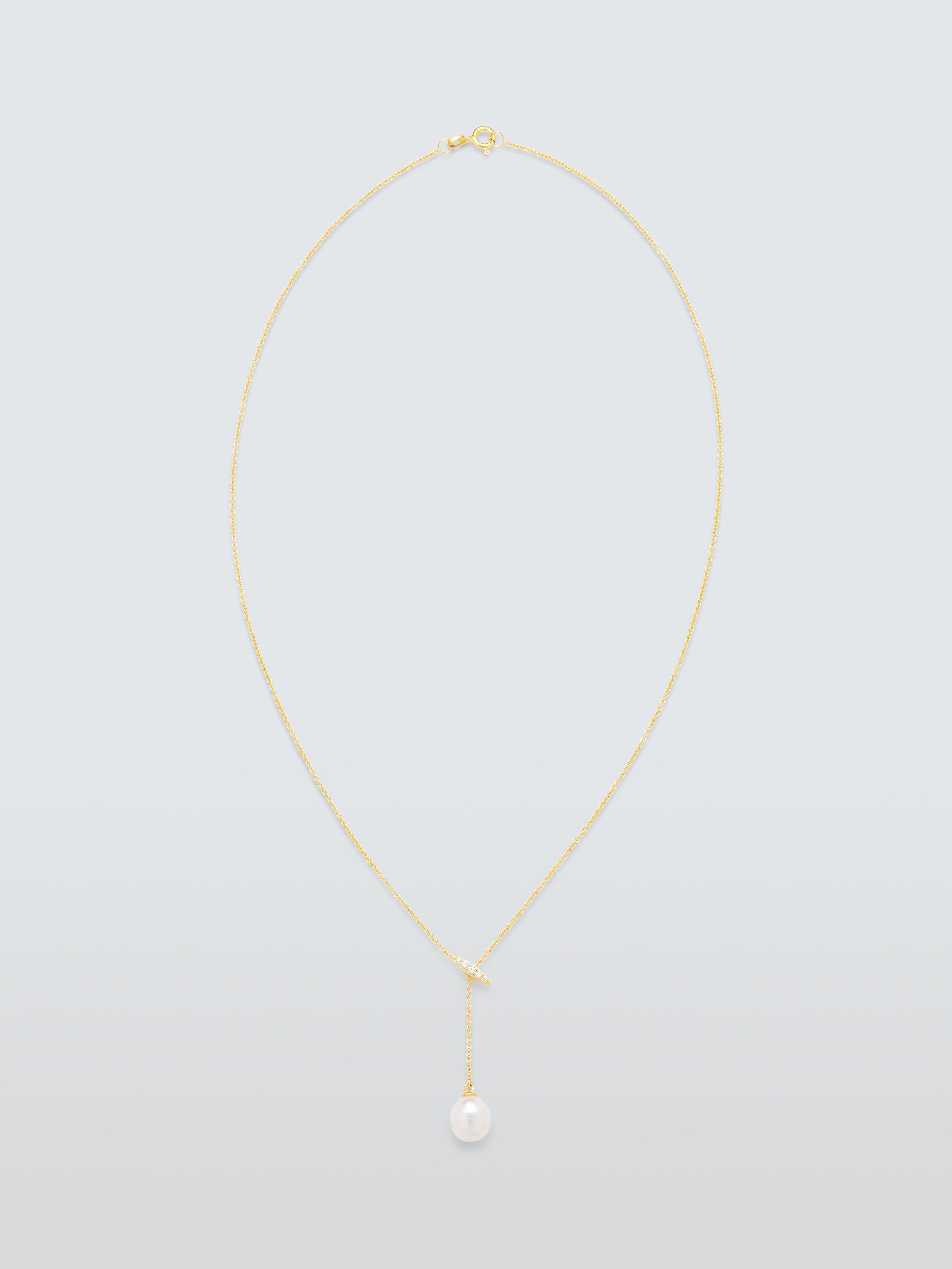Product image 2 of 5, which shows Lido Oval Freshwater Pearl Drop Necklace, Gold