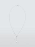 Lido Oval Freshwater Pearl Drop Necklace, Silver