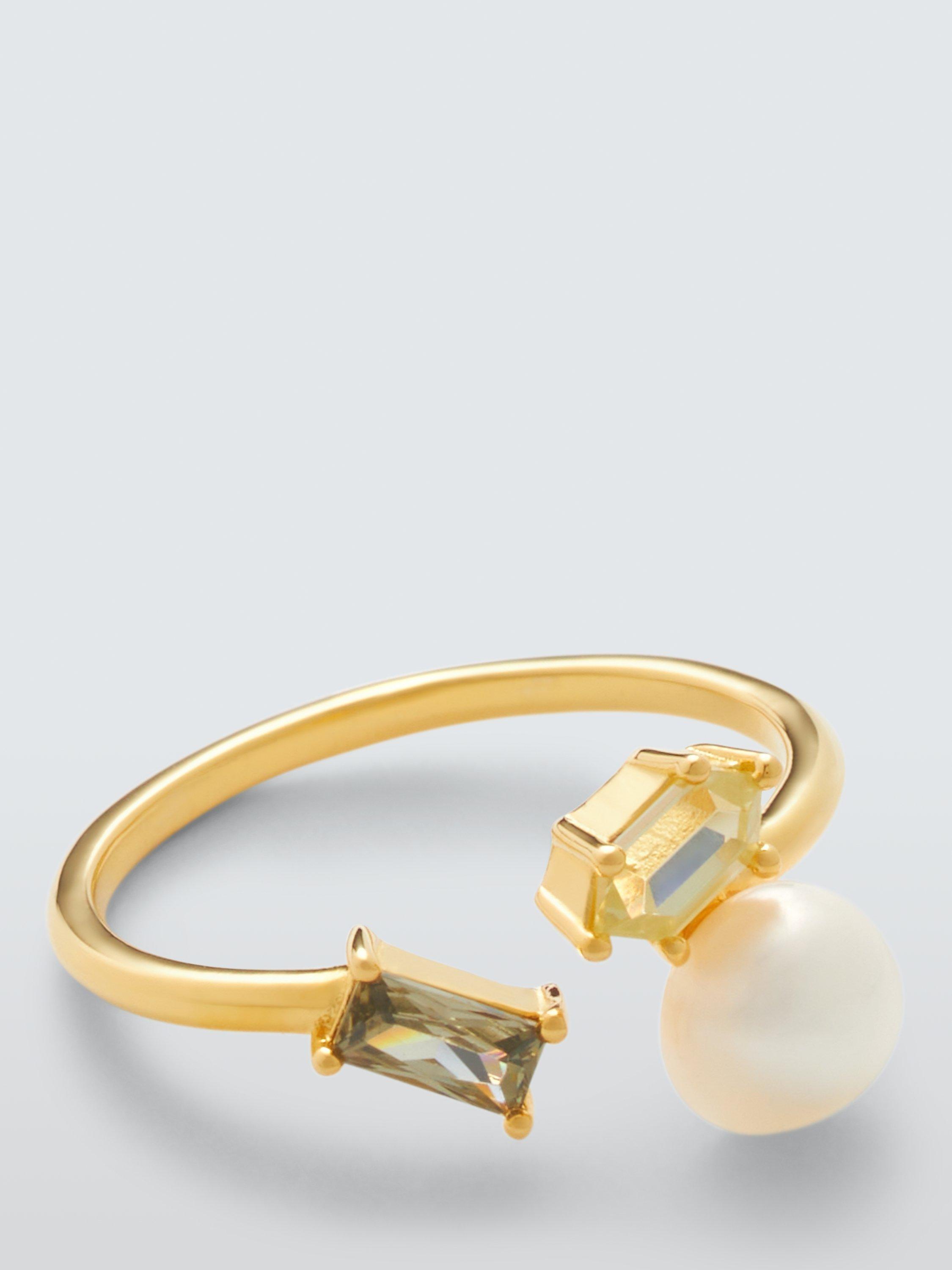 Lido Freshwater Pearl & Cubic Zirconia Cocktail Ring, Gold/Peridot