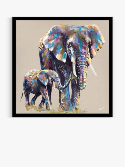 John Lewis Louise Luton 'Mama & Baby' Framed Print, 84.5 x 84.5cm, Multi, Multi
