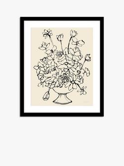John Lewis Lucy Deaner 'Flowers in a Pedastal Vase' Framed Print & Mount, 63.5 x 53.5cm, Black, Black