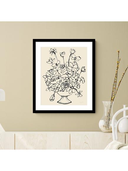 John Lewis Lucy Deaner 'Flowers in a Pedastal Vase' Framed Print & Mount, 63.5 x 53.5cm, Black - view 2, Black