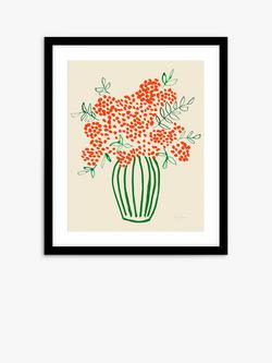 John Lewis Lucy Deaner 'Tall Vase of Orange Berries' Framed Print & Mount, 63.5 x 53.5cm, Orange, Orange
