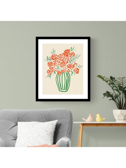 John Lewis Lucy Deaner 'Tall Vase of Orange Berries' Framed Print & Mount, 63.5 x 53.5cm, Orange - view 2, Orange