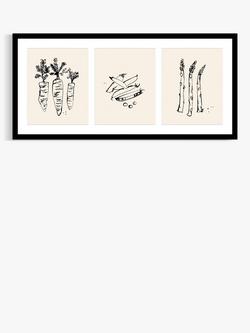 John Lewis Lucy Deaner 'Garden Trio' Framed Print, 48.5 x 103.5cm, Black, Black
