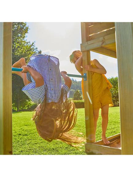 TP Toys Skywood Wooden Climbing Frame with Sky Deck, Double Swing and Slide - view 2, Multi