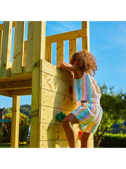 TP Toys Skywood Wooden Climbing Frame with Skyline and Flying Fox, Sky Deck and Slide - view 2, Multi