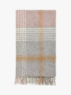 Bronte by Moon British Wool Classic Check Throw, Silver/Pink