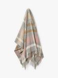 Bronte by Moon British Wool Contemporary Check Throw, Silver/Pink