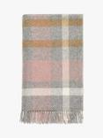 Bronte by Moon British Wool Contemporary Check Throw, Silver/Pink