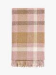 Bronte by Moon British Wool Contemporary Check Throw, Pink/Camel