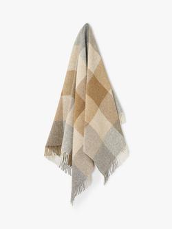 Bronte by Moon British Wool Block Check Throw - view 2, Natural