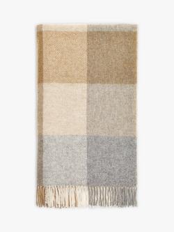 Bronte by Moon British Wool Block Check Throw, Natural